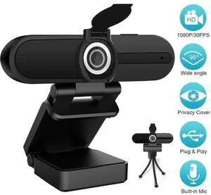 HZQDLN 1080P Webcam with Microphone, Full HD Webcam, USB Desktop Laptop Computer Web Camera, Plug and Play for Windows Mac OS, Video Streaming, Calling, Conferencing, Online Teaching, Gaming, Switch 2