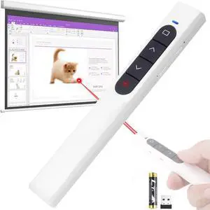 ZIQIAN Presentation Clicker with Red Pointer for Cats, 100FT USB Presentation Remote Control, Volume Control Hyperlink Wireless Presenter Remote, Slide PowerPoint Clicker for Mac/Win/Computer/Laptop