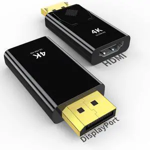 Adiven 4K DisplayPort to HDMI Adapter 2-Pack,24K Gold Plated Uni-Directional Display Port DP to HDMI Passive Adapter Compatible for HP, HDTV, AMD, NVIDIA,Dell, GPU,Projector, PC,Desktop