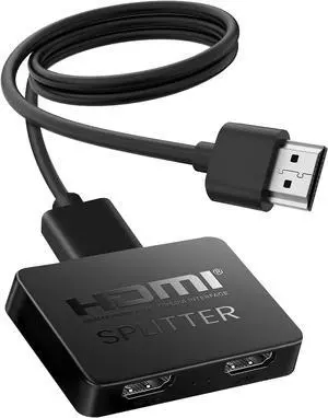 HDMI Splitter 1 in 2 Out 4K with Audio Synchronization, HDMI Hub HDMI Splitter for Dual Monitors Mirror Display Laptop for MacBook PC Desktop, Dual HDMI Adapter included 3.3ft HDMI Cable