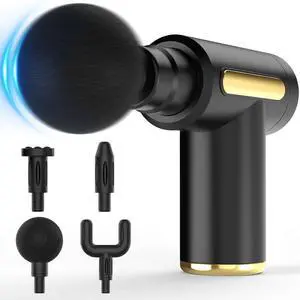Adiven Massage Gun, Small Travel Tool, Massage Gun Deep Tissue,Percussion Handheld Portable Muscle Massager Tool for Full Body Pain Relief, 4 Different Massage Heads & 6 speeds, Gifts for Men Women