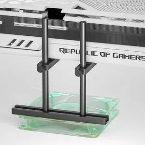 Adiven High Performance GPU Support Bracket Dual Brace: Fan mounting Adjustable Aluminum Graphics Card GPU Sag Bracket Video Card Stand Holder Graphics Card Bracket, Support Big GPU - 128mm