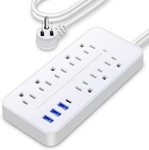 Power Strip Surge Protector,8 Outlets & 3 USB Ports & 1 USB-C Port, 1700 Joules Wall Mount Desk Power Strip, 4 Ft Power Cord Angled Flat Plug, Spaced Outlets & ETL Listed Power Outlet for Home Office