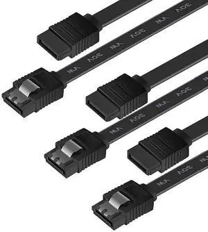 Adiven Long SATA Cable III, 3 Pack SATA Cable III 6Gbps Straight HDD SDD Data Cable with Locking Latch 18 Inch Compatible for SATA HDD, SSD, CD Driver, CD Writer - Black