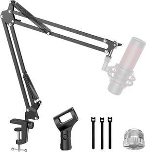 Adiven 2025 updated Boom Arm Microphone Mic Stand for Blue Yeti HyperX QuadCast SoloCast Snowball Fifine Shure SM7B and other Mic, QuadCast Boom Arm,Mic Stand Desk with 3/8" to 5/8" Adapter