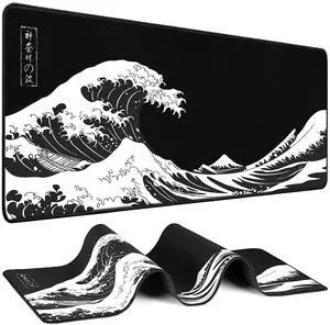 Adiven Mouse Pad Gaming - Desk Mat for Keyboard and Mouse - Kanagawa Large Mouse Pad for Desk, Japanese Sea Wave Mousepad (31.5 x 11.8inch) with Non-Slip Base, Desks Pad Mat for Game, Office and Home Adiven Mouse Pad Gaming - Desk Mat for Keyboard and Mouse - Kanagawa Large Mouse Pad for Desk, Japanese Sea Wave Mousepad (31.5 x 11.8inch) with Non-Slip Base, Desks Pad Mat for Game, Office and Home