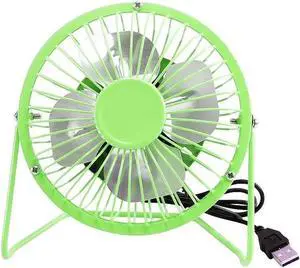 TONGSH Small USB Desk Fan Mini Metal Personal Fan Retro Design Electric Portable Air Circulator Angle Adjustable Quiet Operation for Table Desktop Home Office Travel (Color : Green)