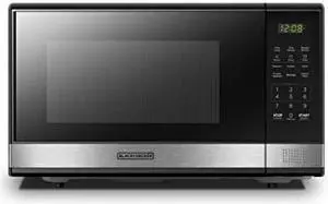BLACK+DECKER EM031MB11 Digital Microwave Oven with Turntable Push-Button Door, Child Safety Lock, 1000W, 1.1cu.ft, Black & Stainless Steel, 1.1 Cu.ft