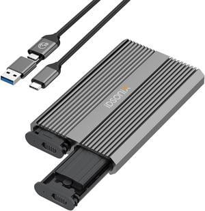 iDsonix Dual-Bay M.2 NVME , SATA PCIe SSD Enclosure Adapter up to 10Gbps, USB 3.1 Gen 2 to NVME, SATA PCIe M-Key M+B-Key 2242/2260/2280 External Hard Drive Enclosure, Support UASP