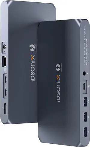 iDsonix Thunderbolt 3 Docking Station USB C Thunderbolt 3 Dock 8K@60HZ & Dual 4K@60HZ Display with 60W Charging for Mac and Windows Laptops, NVMe&SATA M.2 Slots, USB3.2 DP Aux Ethernet