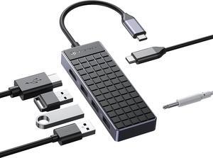 Yottamaster USB C Hub Hdmi Adapter, 6 in 1 USB C Hub Multiport Adapter with 4K HDMI, USBA 3.0, 100W PD, 3.5mm Audio, Compatible with MacBook Pro/Air, Surface Pro and More Type C Laptop Devices