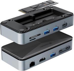 UNITEK 6-in-1 USB-C HUB M2 PCIe/NVMe SSD Case Hub with 100W PD