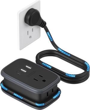 Travel Power Strip with USB C Port, NTONPOWER Small Power Strip with Flat Plug,Multi Plug Travel Extension Cord Portable Power Strip with 2 Outlets 3 USB (1 USB C), for Cruise Travel Home Essentials