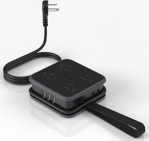 NTONPOWER Flat Plug Power Strip with 8 Widely Outlets and 3 USB Ports, 5 ft Wrapped Around Extension Cord, 3 Side Outlet Extender, Wall Mount, Overload Potection, Idea for Home, Dorm Room, Travel - UL