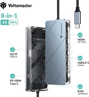 Yottamaster USB C Hub Docking Station PD100W 4K HDMI RJ45 VGA SD For MacBook Air