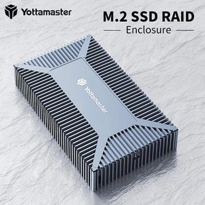 Yottamaster Dual Bay M.2 NGFF SATA USB C 3.2 Hard Drive Enclosure RAID Adapter