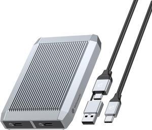 Yottamaster Dual Bay NVMe Enclosure, Tool-Free USB C External NVMe SSD Enclosure Adapter Reader for M Key PCIe 2230/2242/2260/2280 M.2 SSDs Up to 2X4TB, Support Trim & UASP & Smart [TR13-2N]