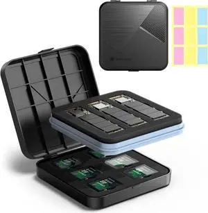 SD Card Holder Case, Yottamaster 15 Slots Memory Card Case Holder Waterproof for 3 SSDs 6 SD Cards and 6 TF Cards Protective Case with Index Labels Anti-Shock Memory Storage Case [B11-4]