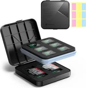 SD Card Holder Case, Yottamaster 18 Slots Memory Card Case Holder for 10 SD Cards 6 TF Cards and 2 CF Cards Protective Case with Labels Anti-Shock and Waterproof Memory Storage Case [B11-5]