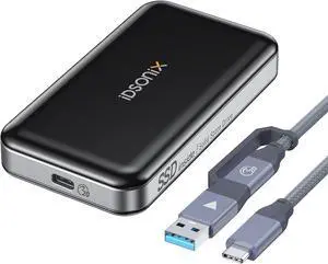 iDsonix 512G External SSD, Portable SSD 20Gbps USB 3.2 Gen 2×2, Up to 2060MB/s Read, Portable Hard Drive SSD Compatible with PC/Laptops/iPad/Mac (2 in 1 Cable Included)