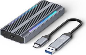 NVMe Enclosure, USB 3.2 Gen 2 10Gbps Aluminum M.2 NVMe SSD Caddy for 2230/2242/2260/2280 NVMe SSD-Grey