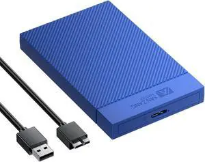SAN ZANG BY IDsonix 2.5 Inch Hard Drive Enclosure, 5Gbps USB 3.0 to SATA III 5Gbps High-Speed Transmission for 7-9.5MM HDD SSD Enclosure, USB-B to USB-A, Support UASP Trim for Windows PS4 Xbox (Blue)