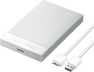 SAN ZANG BY IDsonix 2.5 Inch Hard Drive Enclosure, 5Gbps USB 3.1 Gen 1 to SATA III High-Speed Transmission for 7-9.5MM HDD SSD Enclosure, USB-A to USB-B, Support UASP Trim for Windows PS4 Xbox (White)