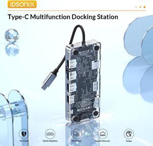 iDsonix USB C Hub, 6 in 1 USB C hub with HDMI 4K, 5Gbps Data, 1000M Ethernet, PD 100W, USB C Hub Multi Port Adapters for MacBook Air/Pro Laptop