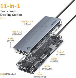 iDsonix USB C Hub, 11 in 1 USB C hub with HDMI 4K, 5Gbps Data, 1000M Ethernet, PD 100W, USB C Hub Multi Port Adapters for MacBook Air/Pro Laptop