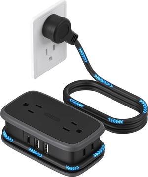 Travel Power Strip with USB C Port, NTONPOWER By iDsonix Flat Plug Extension Cord with 4 Outlets 3 USB (1 USB C) for Cruise Ship Essentials, 4ft Wrapped Short Extension Cord for Hotel Dorm Room