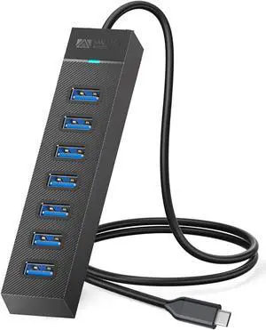 SAN ZANG BY iDsonix 7-Ports Type C USB HUB 3.0 USB Splitter for Laptop with 0.5ft Cable, Multi USB Port Expander, Fast Data Transfer Compatible with Mac OS 10.X and Above, Linux, Android