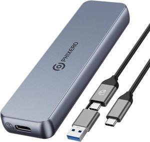 PHIXERO M.2 NVME Enclosure with UASP TRIM, Aluminum Alloy External SSD Enclosure, USB 3.1 Gen2 10Gbps, Triple Heat Dissipation M.2 Enclosure for M-Key B&M-Key SSD 2230 2242 2260 2280(up to 4TB), Gray