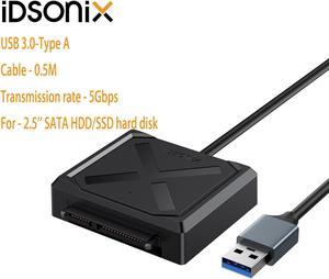 IDsonix USB 3.0 to 2.5" inch SATA HDD SSD Hard Drive Disk Adapter Cable USB Converter 50cm/1.6ft Cable Black