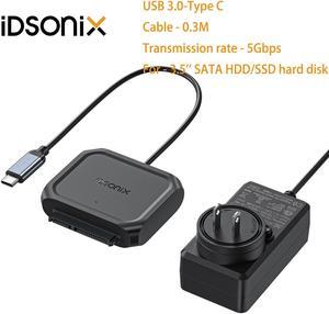 IDsonix USB 3.0 to 3.5'' SATA III Hard Drive Adapter Cable SATA to Type C USB C 3.0 Converter SATA HDD SSD Hard Drive Disk Adapter Cable USB Converter 30cm Cable Black + US Power Supply