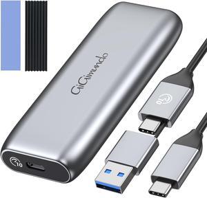 Gigimundo by iDsonix 10Gbps Heavy Duty M.2 NVMe SSD Enclosure Sleak Aluminum, USB3.2 Gen2, Supports UASP Trim, Tool-Free M.2 Caddy for M/M+B Key, Fits 2280/2260/2242/2230, Gray
