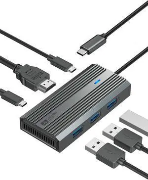 SANZANG by iDsonix 6 in 1 USB C Hub, USB C to HDMI Adapter, 4K HDMI, 100W PD Fast Charging, 3 x USB 3.0 High-Speed Up to 5Gbps, USB-C 3.0 for MacBook, USB C Laptops and Other Type C Devices