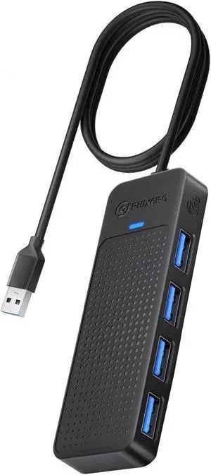 PHIXERO 100cm/3.3ft USB 3.0 Hub, 4-Port USB Hub USB Splitter with Super Speed 5Gbps, Ultra Slim USB Port Expander for Laptop, Desktop, Surface Pro, MacBook, Flash Drive