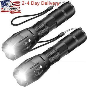 2 Pack Super-Bright 90000LM XML-T6 LED Tactical Flashlight 5 Modes Zoomable