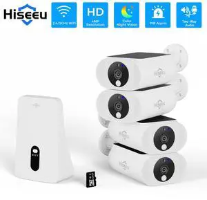 Hiseeu 4MP Wifi Wireless Security Camera System Solar Battery Powered Home 2 Way Talk