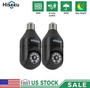 Hiseeu 2PCS 2K IP E27 Light Mini Security Camera Wi-Fi IR Night Smart Home 2-Way Audio