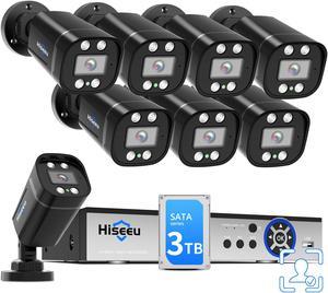 Hiseeu 5MP 8Channel Security Camera System,8Pcs 5MP Super HD Wired Outdoor Cameras with Night Vision, Home Surveillance System, No Monthly Fee, 3TB Hard Drive,Mobile APP Access & Alerts