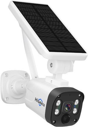 Hiseeu Wireless Security Camera Outdoor, 4MP Solar Camera, Wire-Free, Battery Powered Home Camera, PIR Detection, Spotlight Color Night Vision, 2-Way Audio, IP66 Waterproof, Work with Alexa