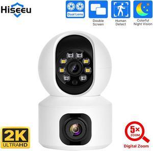 Hiseeu PTZ Wifi Security Camera With 2MP+2MP Dual Lens Indoor Home IP Color Night Vision