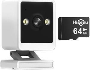 Hiseeu Mini Indoor 1080p Wi-Fi Security Camera Motion Detection With 64G SD Card,Day & Night Vision,Two-Way Audio
