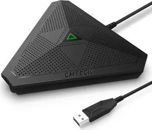 USB Conference Microphone, Desktop Computer Mic, Mute Button with LED Indicator, Omnidirectional Condenser Boundary Mic for Recording, Streaming, Gaming, Skype (Windows/macOS)-Without Speaker CM001