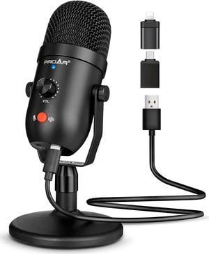 Podcast Microphone for Phone/Pad/PS4,Condenser Recording USB Microphone for Computer,Metal PC Microphone for Gaming,ASMR,YouTube,Streaming Mic Kit with Noise Cancelling for Laptop MAC or Windows
