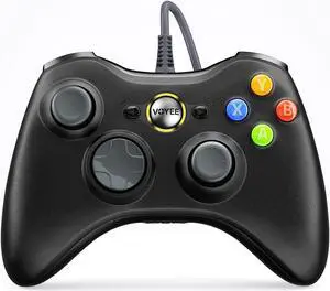 VOYEE PC Controller, Wired Controller Compatible with Microsoft Xbox 360 & Slim/PC Windows 10/8/7, with Upgraded Joystick, Double Shock | Enhanced (Gray)