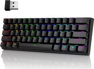 60% Wireless Mechanical Keyboard, 2.4G/Type-C/Bluetooth Keyboard with RGB Backlit, Clicky Blue Switch, 61 Keys Mini Office Wired Gaming Keyboard for iPad Mac Windows Xbox Gamer, Easy to Carry on Trip