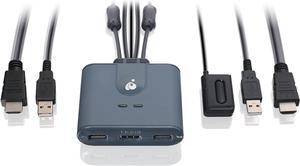 KVM 2-Port USB HDMI Cabled - 1920 x 1200@60Hz - Plug-n-Play - Xbox / PS4/5 - Windows, Mac and Linux - GCS32HU