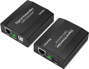 USB Extender Over Ethernet Cat5e/6/7 Up to 656FT(200M), USB RJ45 Extender for Keyboard Mouse Extension, Plug and Play, Hot Swap, Driver Free, Support All Systems, USB1.1 Protocol